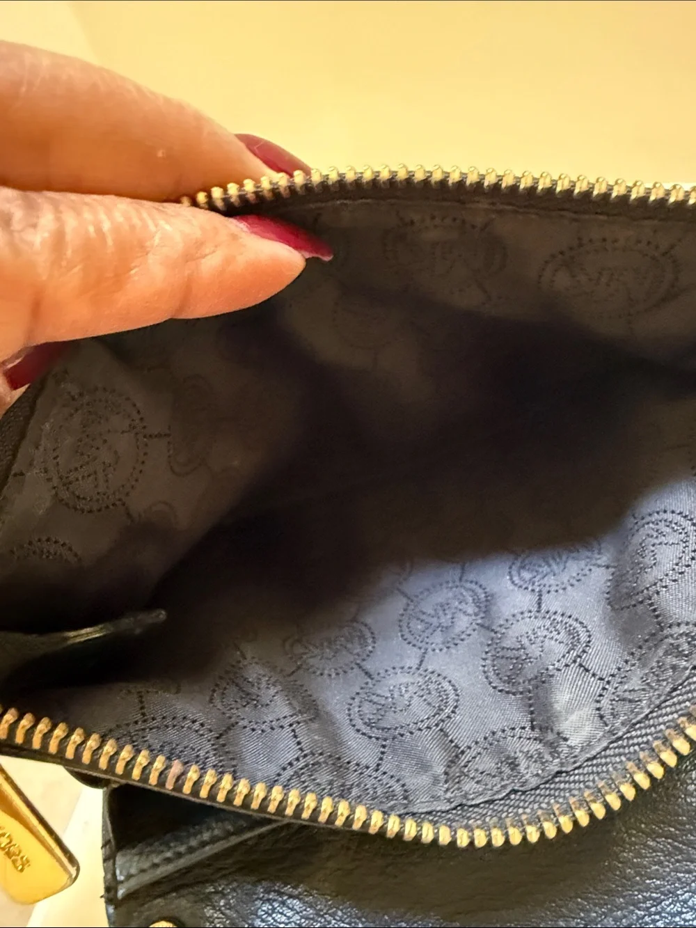 Michael Kors Black Leather Mini Crossbody with Gold MK Emblem